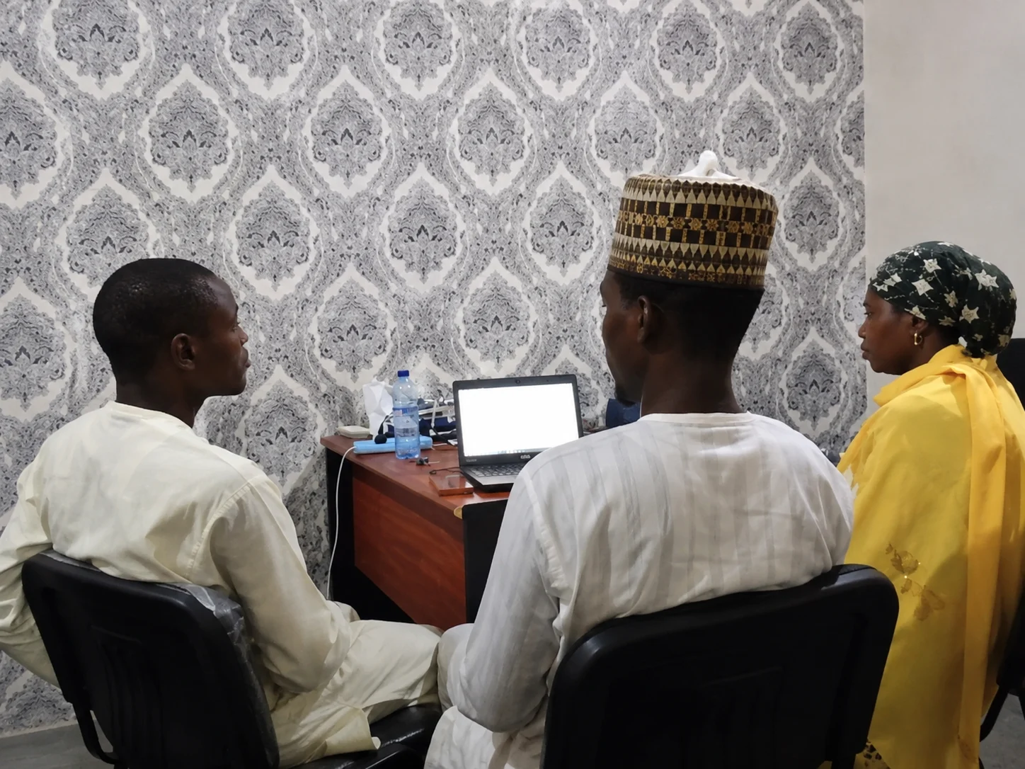 Awaisu Al’arabee Fagge delivering AI video creation training for Whiteblood Multimedia